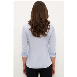 Kadın Açık Mavi Uzun Kollu Basic Gömlek
