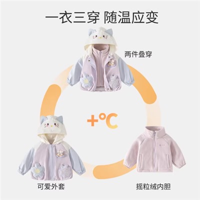 Детская ветровка с флисовой кофтой. Комплект 3 в 1