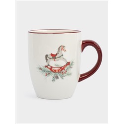 Кружка, 330 мл, керамика D, красная, Лошадка, Festival