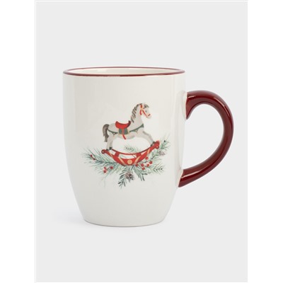 Кружка, 330 мл, керамика D, красная, Лошадка, Festival