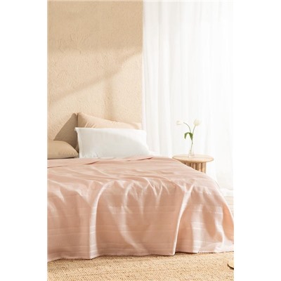 Mathilda King Size %100 Pamuklu Karde Düz Pike - Pudra