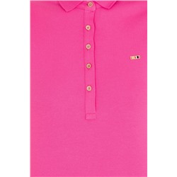 Kadın Pembe Polo Yaka Örme Elbise