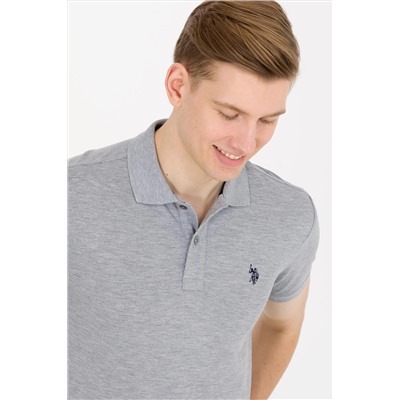 Erkek Gri Melanj Basic Polo Yaka Tişört