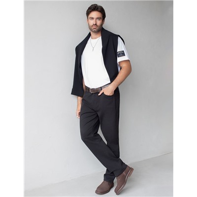 Джинсы классического кроя из эластичного денима на ФЛИСЕ