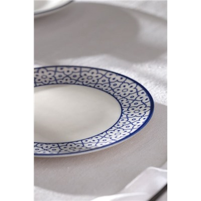 Reve Bleu Chantal Pasta Tabağı - Mavi/Beyaz - 19 cm