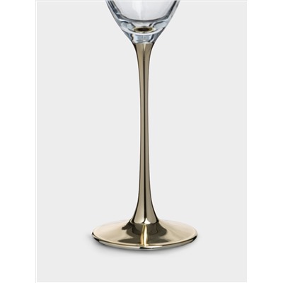 Бокал для шампанского, 180 мл, 2 шт, стекло, золотистая ножка, Ravello