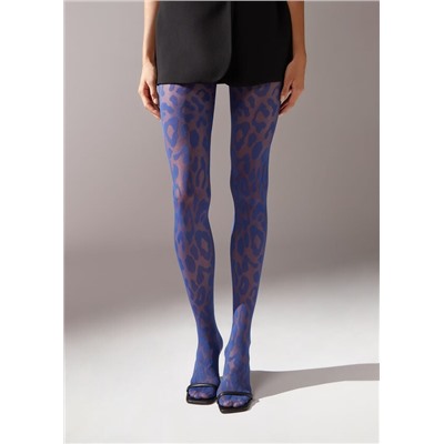 Transparente Strumpfhose 30 Denier mit Maxi-Animalmuster