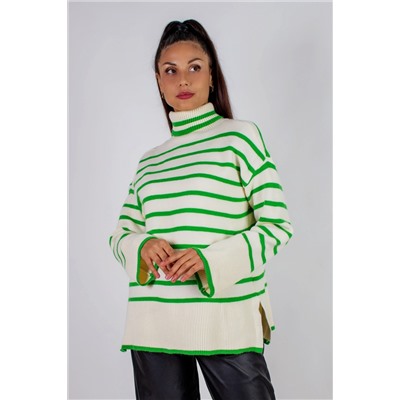 Теплая туника в полоску высокий ворот арт. 2918