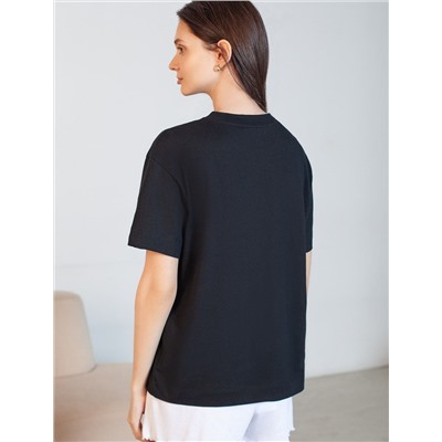 Футболка с принтом свободная из премиального 100% хлопка