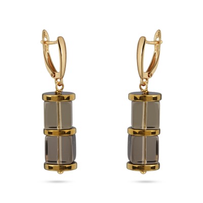 Серьги Терра (раухтопаз, гематит; покрытие золото), Есть комплект