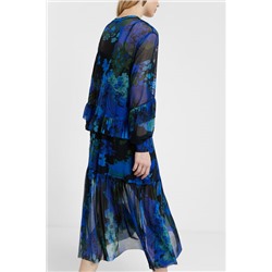 Vestido midi de gasa con camuflaje floral