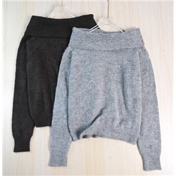 Дизайнерский свитер с отворотом и вырезом-лодочкой КО*С