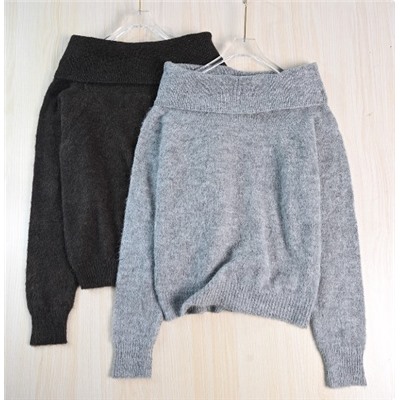 Дизайнерский свитер с отворотом и вырезом-лодочкой КО*С