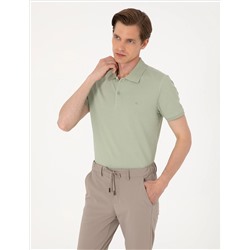 Çağla Yeşili Slim Fit %100 Pamuk Polo Yaka Basic Tişört