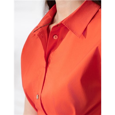 Блузка приталенного кроя с коротким рукавом из легкого хлопкового поплина с эластаном