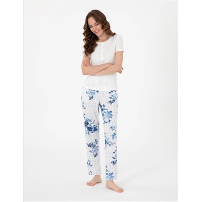 Beyaz Kısakollu Pijama Takımı