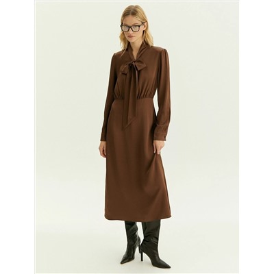 Платье миди с воротником-бантом из 100% вискозы, PL1652/und