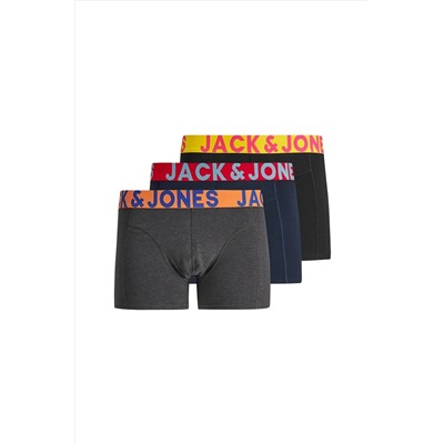 Jack & Jones Erkek 3'lü Düz Renk Boxer Paketi