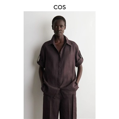 Женский льняной костюм рубашка и укороченные свободные брюки КО*С