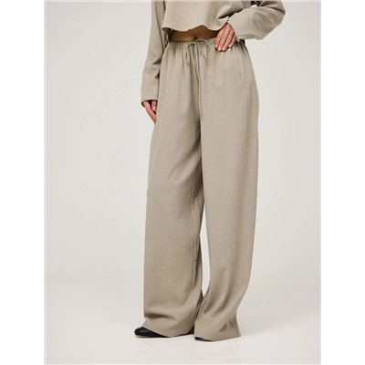 Базовые бежевые брюки их хлопка