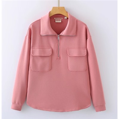 Женская свободная кофта с длинным рукавом и воротником-стойкой