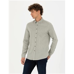 Haki Slim Fit Uzun Kollu Gömlek