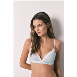 Sujetador triangular algodón canalé azul CHARMING