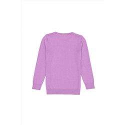 Kız Çocuk Lila Basic Bisiklet Yaka Kazak