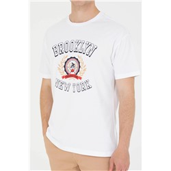 Erkek Beyaz Comfort Bisiklet Yaka Tişört