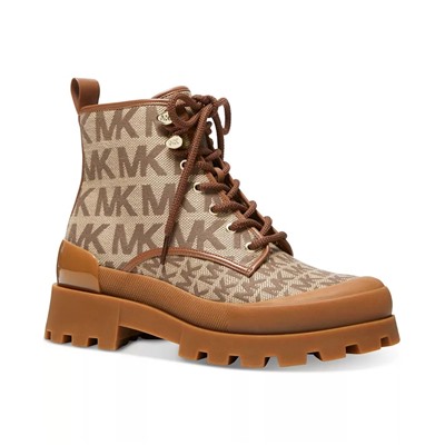 MICHAEL MICHAEL KORS Women's Payton Signature Logo Lace-Up Lug Sole Combat Booties