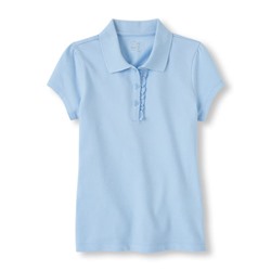 Girl Short Sleeve Ruffle-Placket Polo