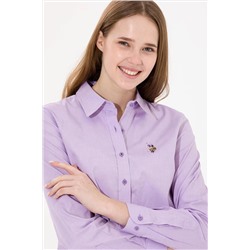 Kadın Lila Uzun Kollu Basic Gömlek