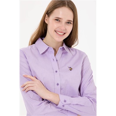 Kadın Lila Uzun Kollu Basic Gömlek