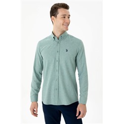 Erkek Mint Uzun Kollu Basic Gömlek