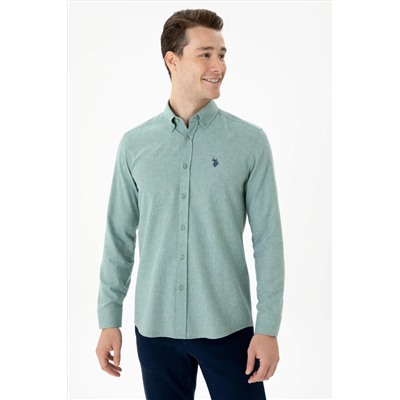 Erkek Mint Uzun Kollu Basic Gömlek