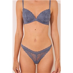 Tanga encaje cintura "V" azul