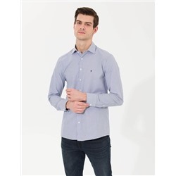 Lacivert Slim Fit Uzun Kollu Gömlek