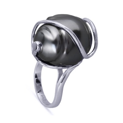 Кольцо (Майорка 18мм темно-серая; покрытие родий), Есть комплект