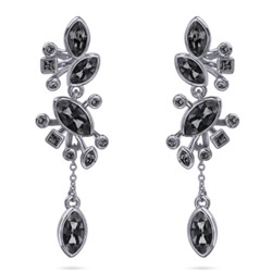 Серьги Эйва (кристаллы SW темно-серые; покрытие родий), Есть комплект