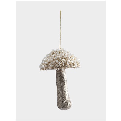 Игрушка елочная, 13 см, пластик, шампань, Гриб, New year