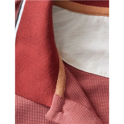 Лонгслив из фактурного трикотажа с плетеным воротником поло с застежкой на пуговицы