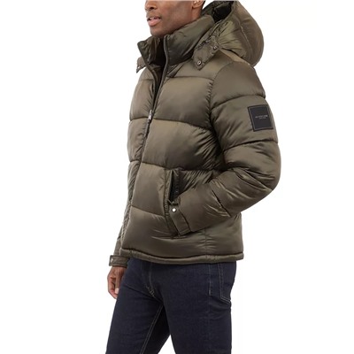Michael Kors Men's Heavyweight Metallic Finish Hooded Puffer Jacket