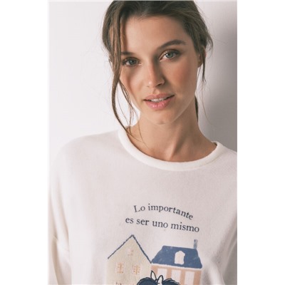 Pijama largo polar Mafalda cuadros vichy
