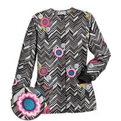 UA Chevron Flower Black Print Scrub Jacket