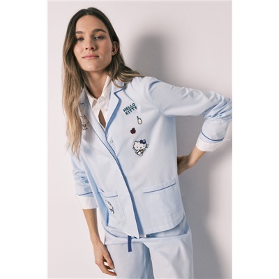 Pijama camisero Hello Kitty algodón azul