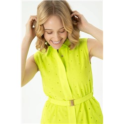 Kadın Neon Sarı Dokuma Elbise