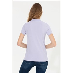 Kadın Lila Basic Polo Yaka Tişört