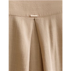 Свободная удлиненная блузка с карманом изо льна с вискозой