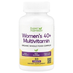 Super Nutrition, Organic Whole Food Women's 40+ Multivitamin with Organic Amla Extract, Organic Sunflower Extract, Organic Moringa Extract, and Organic Shiitake Extract , 60 Tablets