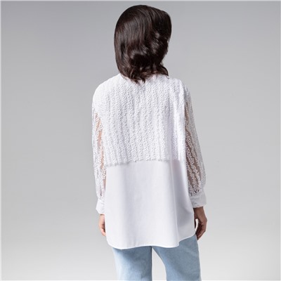 Рубашка комбинированная с вышивкой, Вне конкуренции (white snow)